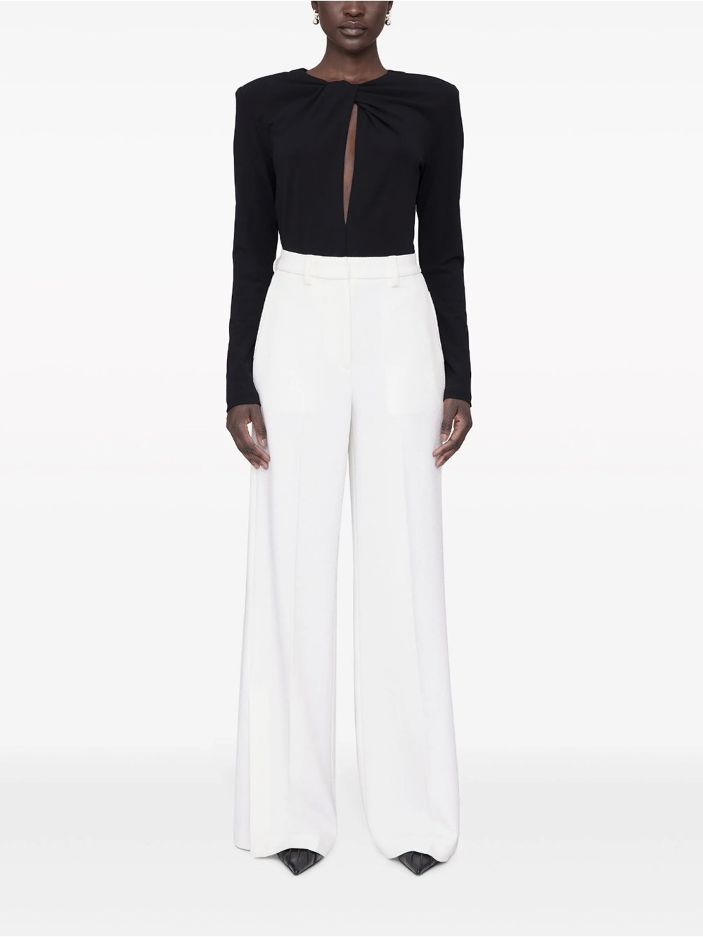 Anine Bing Lyla Wide-Leg White/Cream Women's Trousers NWT Size 10